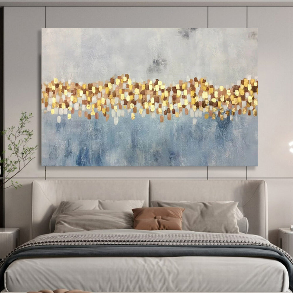 “Gold and Blue Abstract Sparkle” Painting On Canvas DKH164