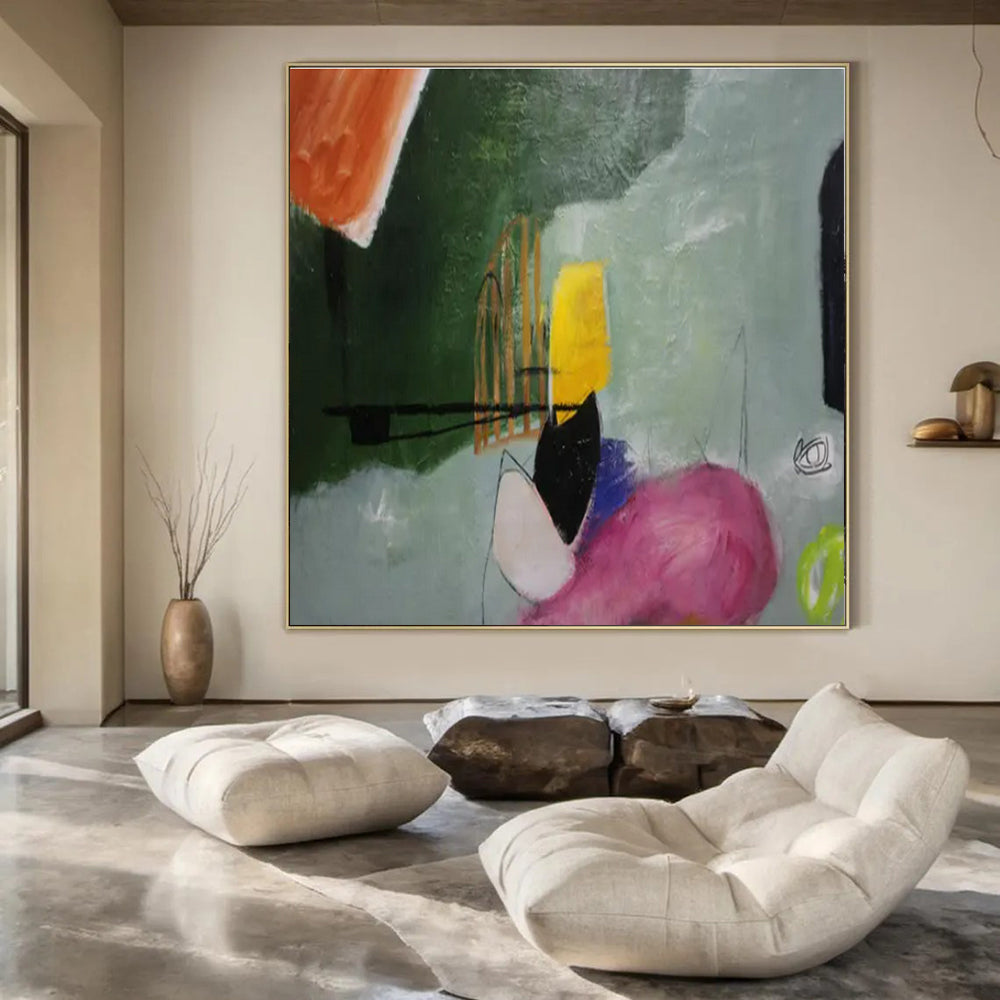 Color - Block Geometric Abstraction - Cubism - Inspired Acrylic Painting CT1405