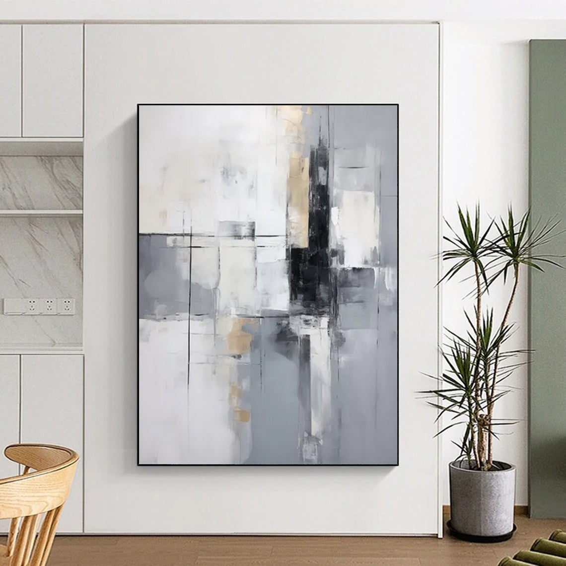 “Neutral Geometric Abstraction” - Minimalist Abstract Painting On Canvas DTP138
