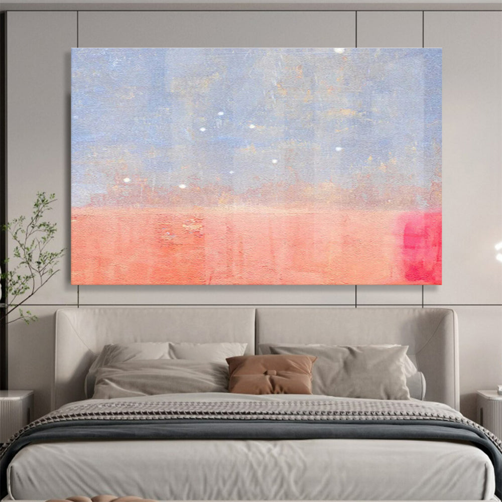 Subtle Blue and Red Abstract Painting On Canvas DKH280