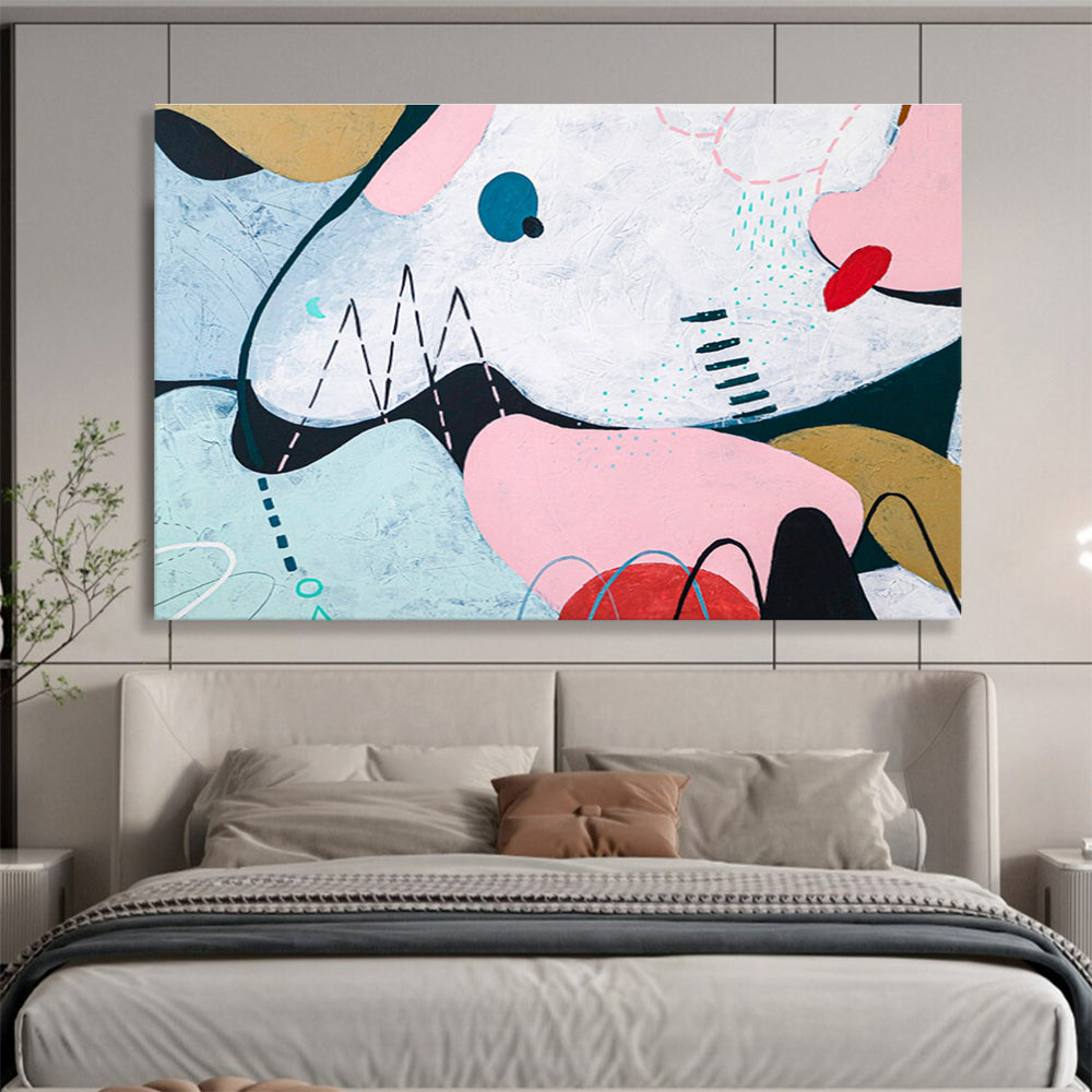 “Colorful Geometric Whimsy” Abstract Acrylic Painting On Canvas DKH550