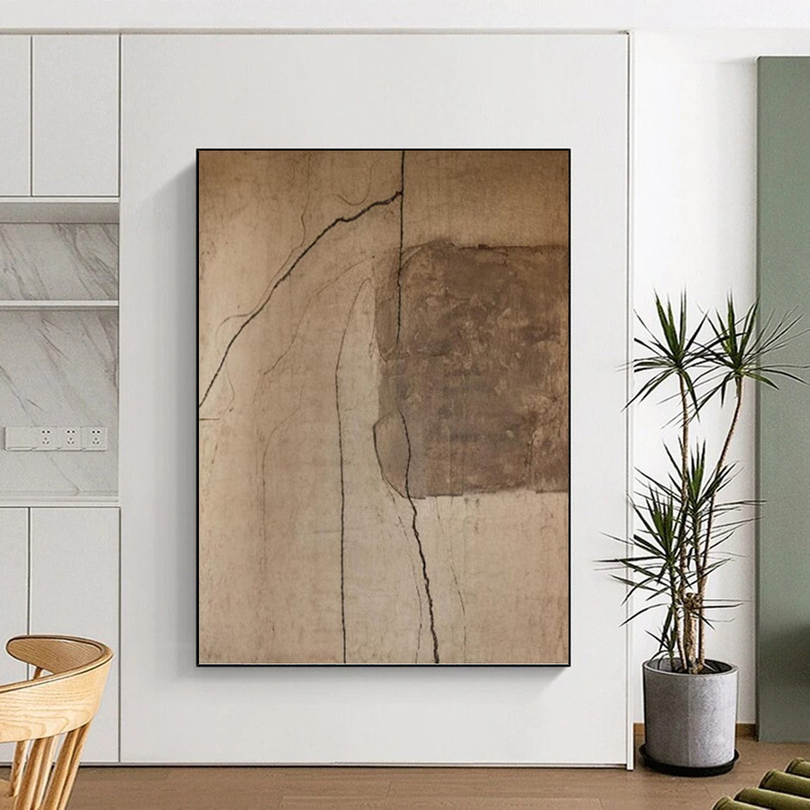 “Cracked Neutral Abstraction” - Textured Minimalist Painting On Canvas DKH1661