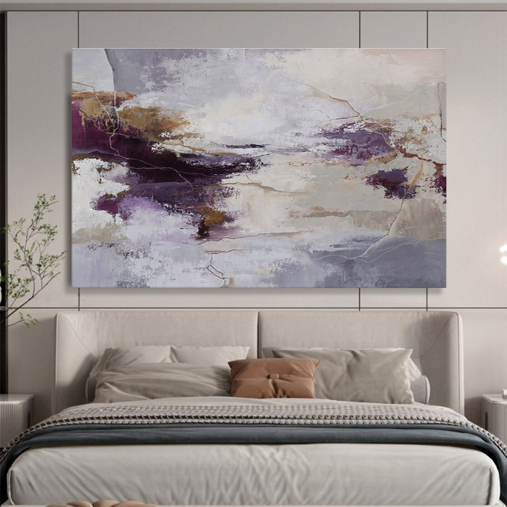 “Purple - Gold Abstract Mystique” Abstract Acrylic Painting On Canvas DKH516