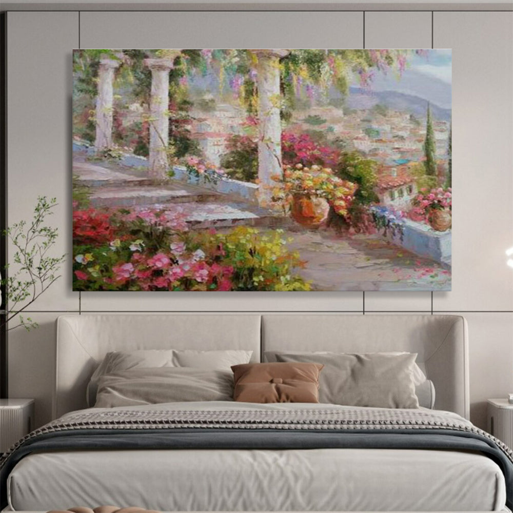 Mediterranean Garden Terrace Painting On Canvas DKH663