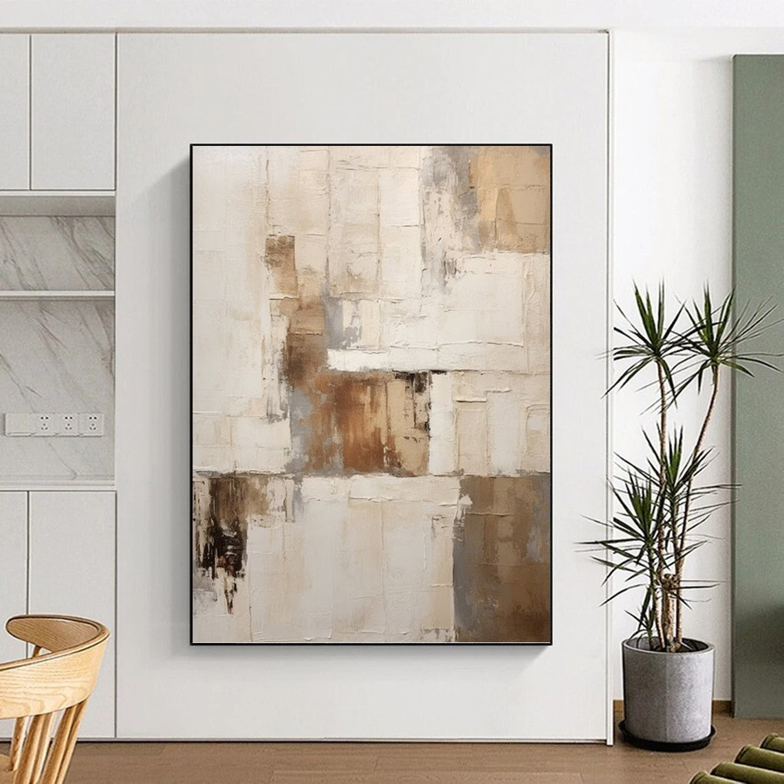 Textured Neutral Abstract Composition - Abstract Painting On Canvas DKH1310
