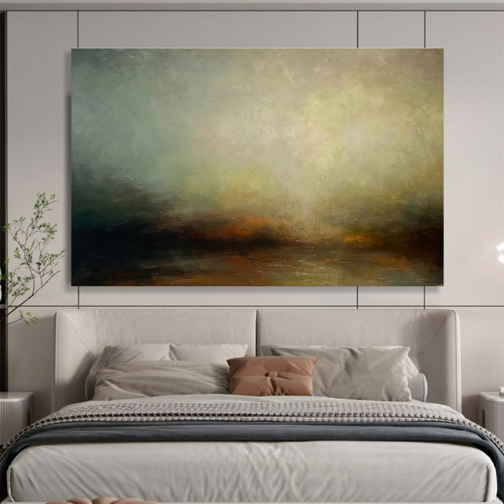 “Muted Earth Tones Abstract Horizon” - Minimalist Landscape Painting On Canvas DKH773