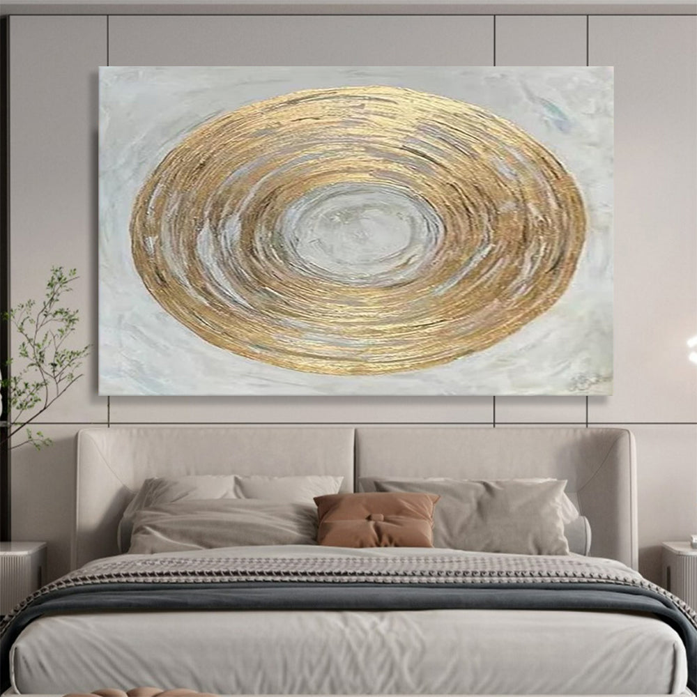 “Golden Circular Abstraction” Abstract Painting On Canvas DLZ109