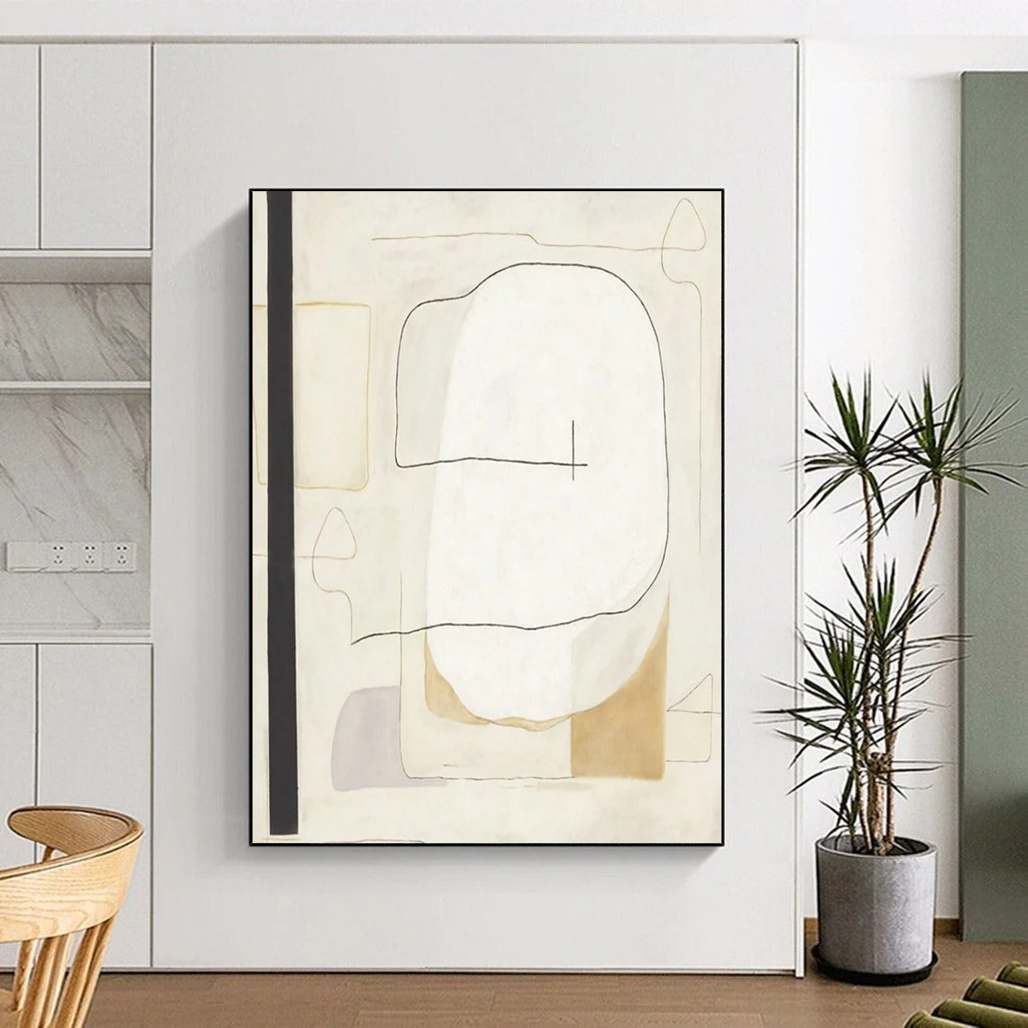 “Minimalist Line Shapes” - Abstract Geometric Painting On Canvas DTP025