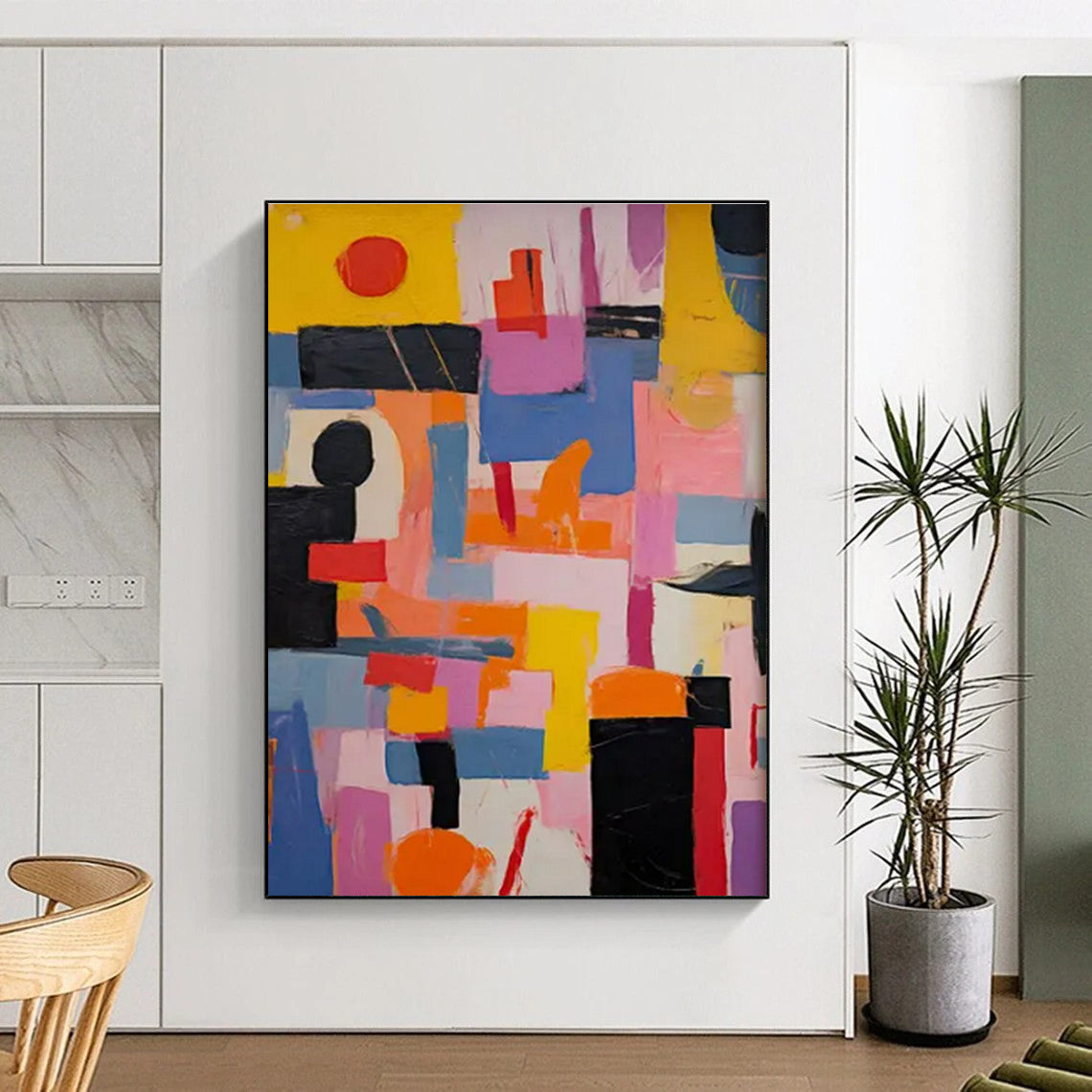 “Colorful Abstract Collage: Dynamic Modern Art” ,Abstract Mixed - Media Collage CT0880