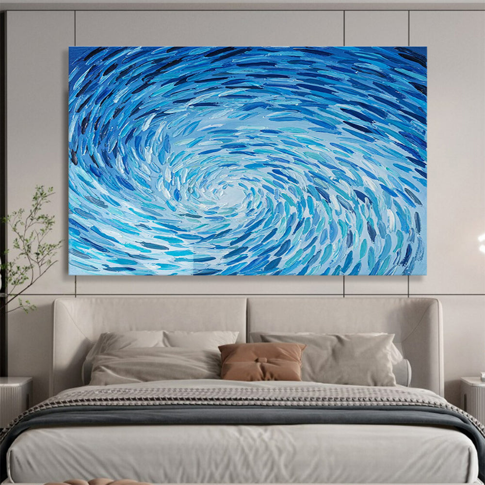 “Swirling Blue Vortex” - Dynamic Abstract Painting On Canvas DKH789