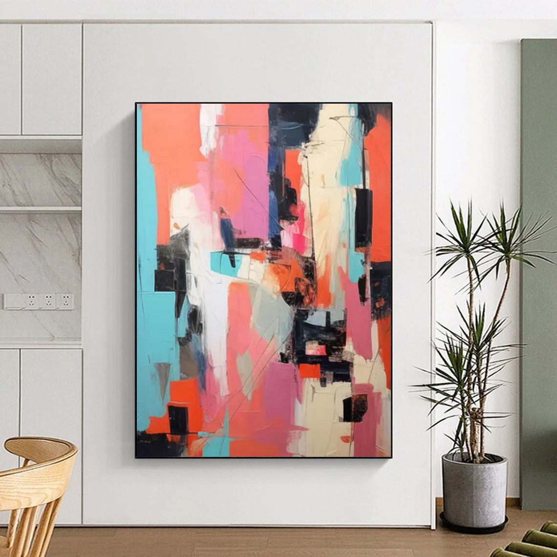 “Colorful Cubist Abstraction” - Cubist - Inspired Abstract Painting On Canvas DTP127