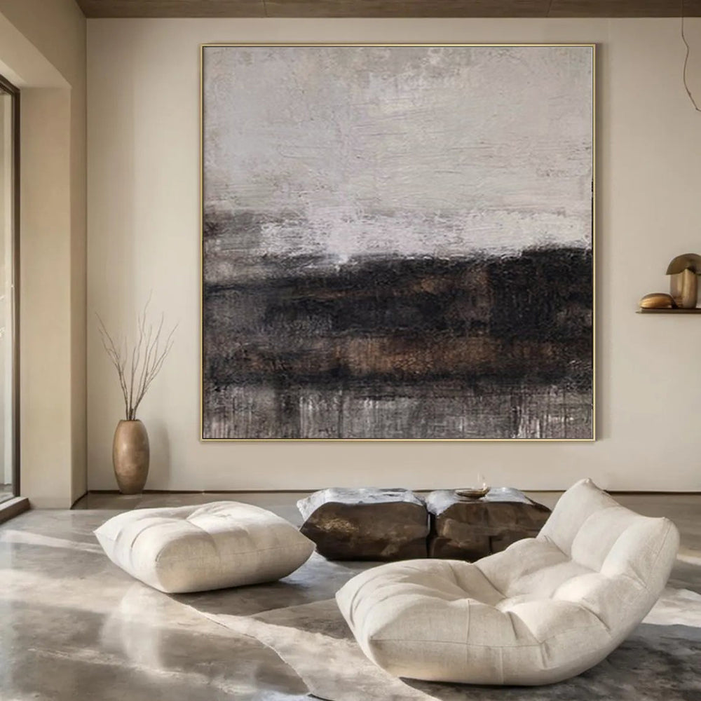 “Gray - Black Textured Horizons Repeat” – Abstract Repeat Landscape Art CT0983