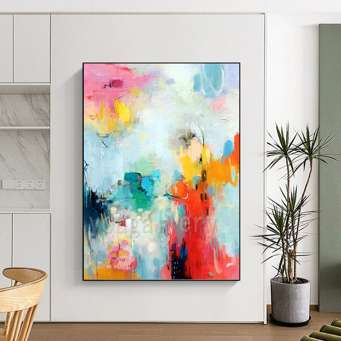 “Pastel Color Burst Abstraction” - Cheerful Abstract Painting On Canvas DKH1065