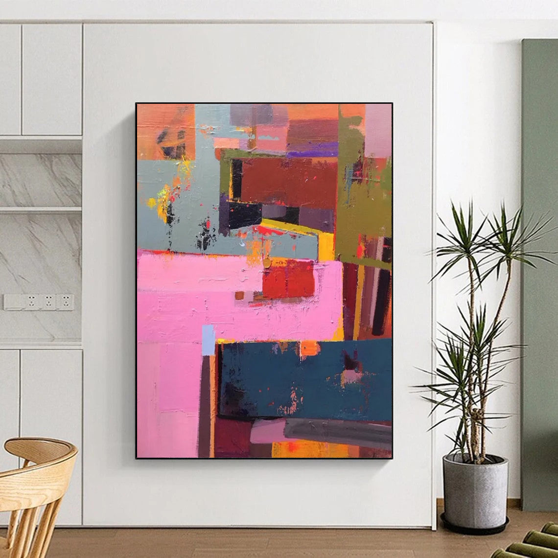 “Colorful Cubist Blocks” - Abstract Cubist - Style Painting On Canvas DTP032