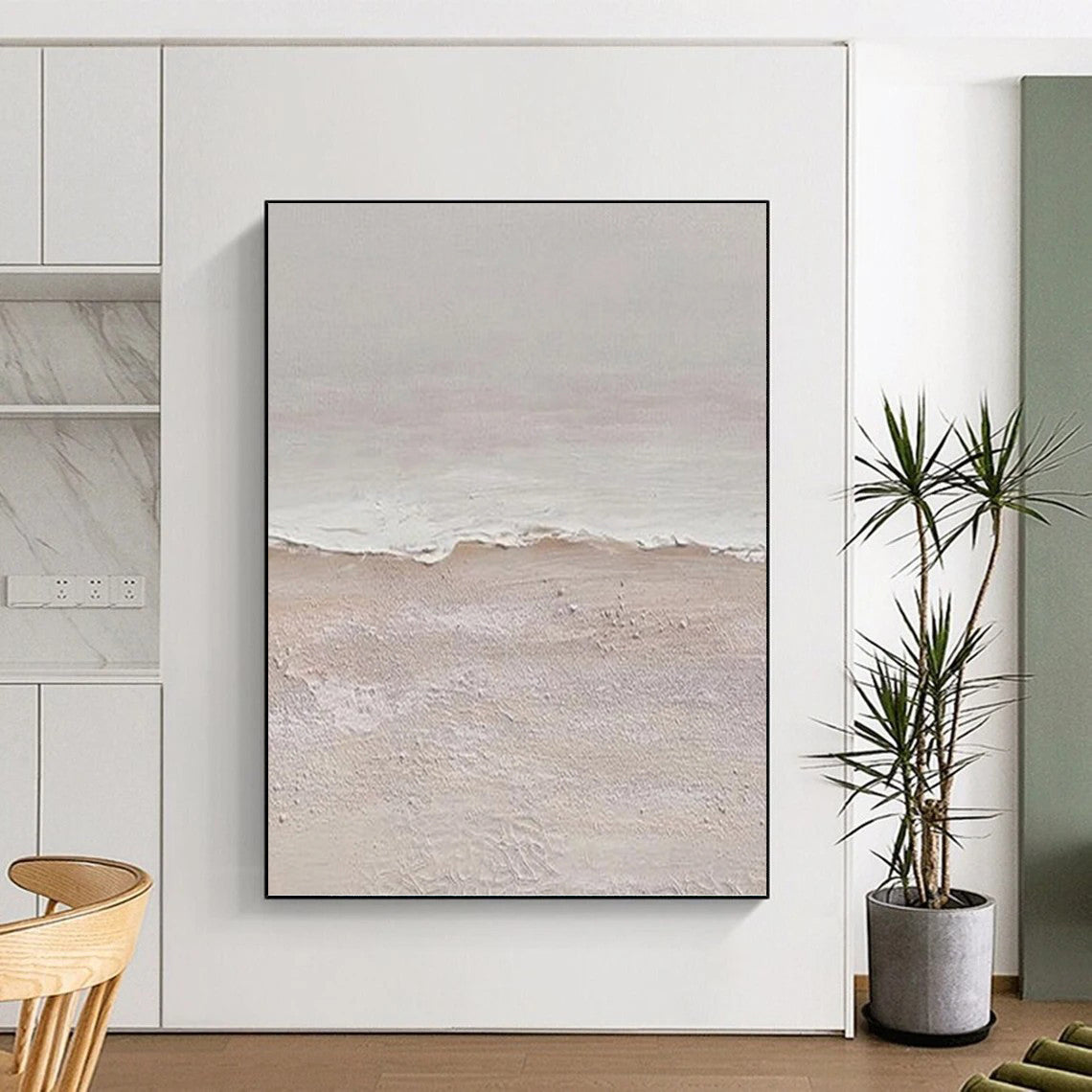 “Textured Beach Scene with Soft Tones” - Calming Landscape Painting On Canvas DKH1124