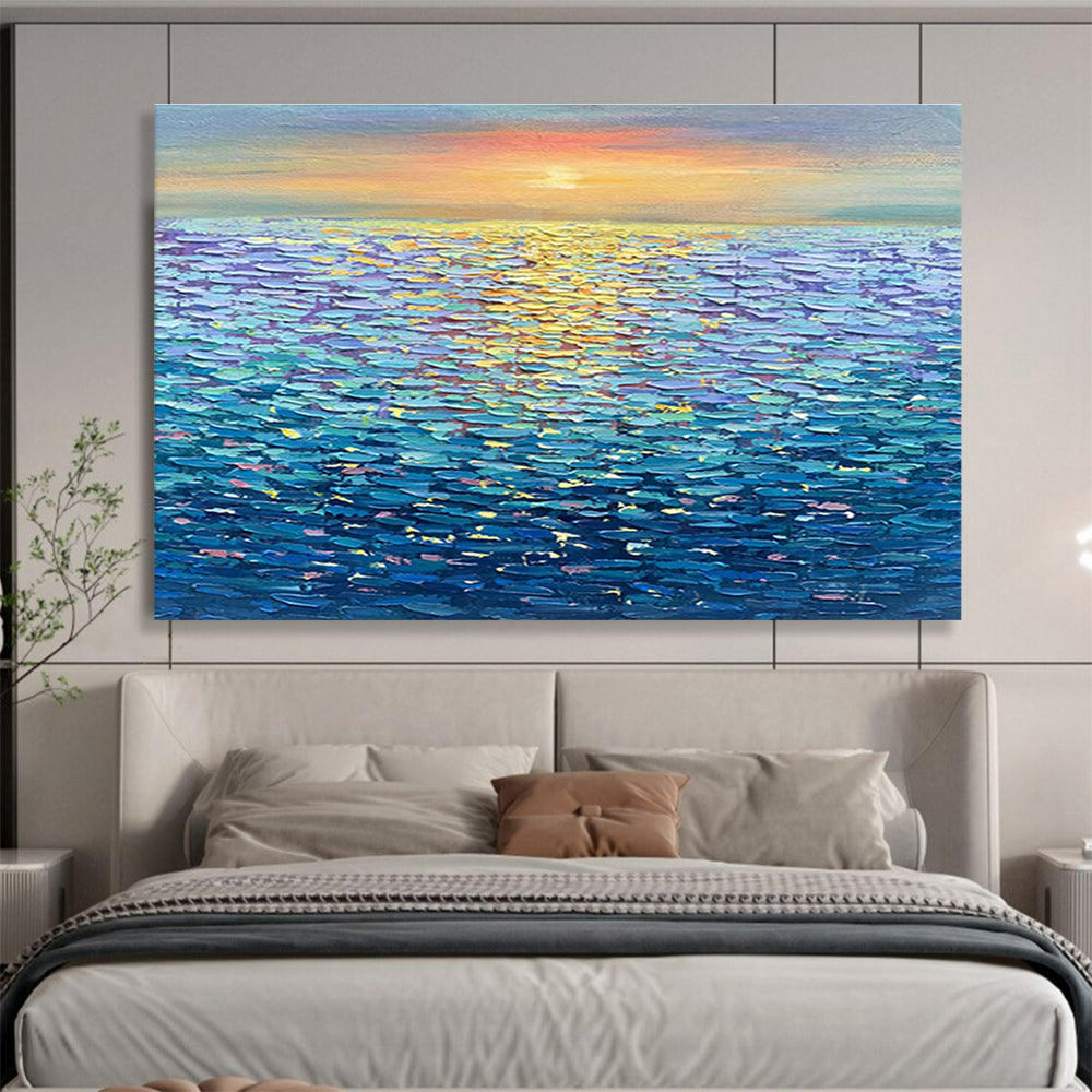 “Sunset Ocean View” - Realistic Seascape Painting On Canvas DKH855