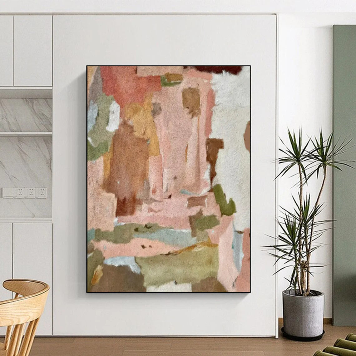 Pink & Earth - Tone Abstract Blocks - Minimalist Geometric Abstract Painting On Canvas CT2285