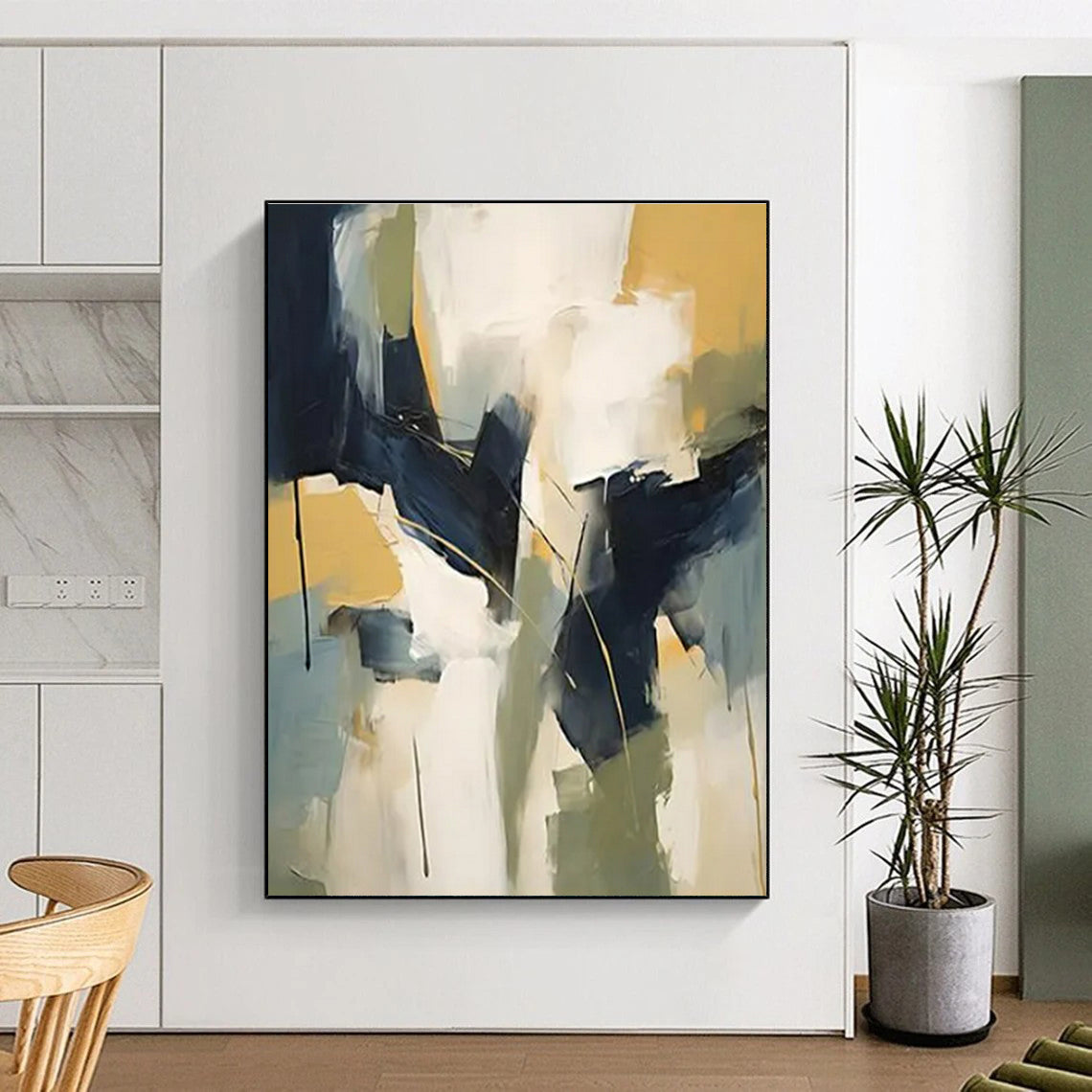 “Blue - Yellow - Green Abstract Blocks” ,Abstract Acrylic Painting CT0831