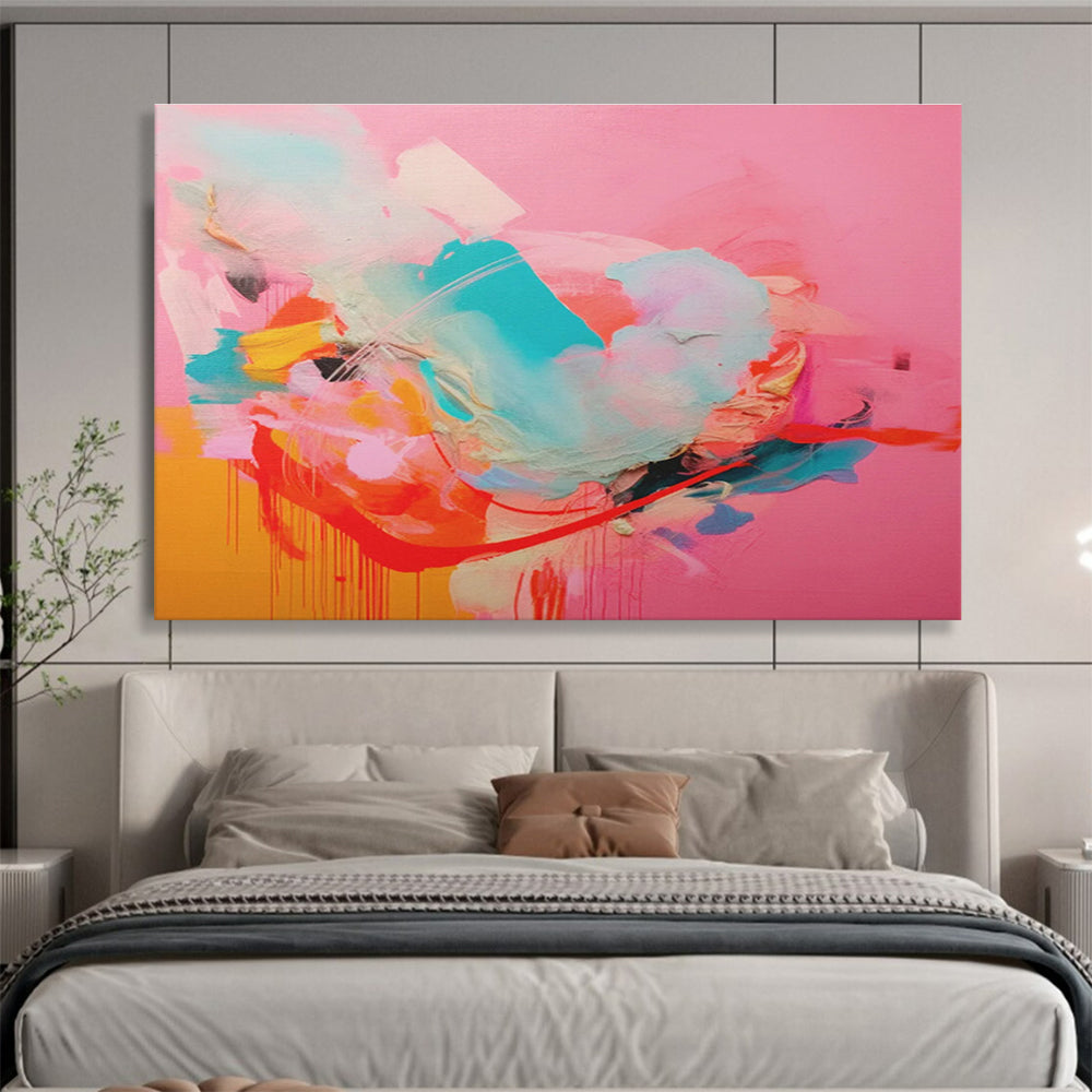 “Pink - Dominant Color Burst” Abstract Acrylic Painting On Canvas DKH502