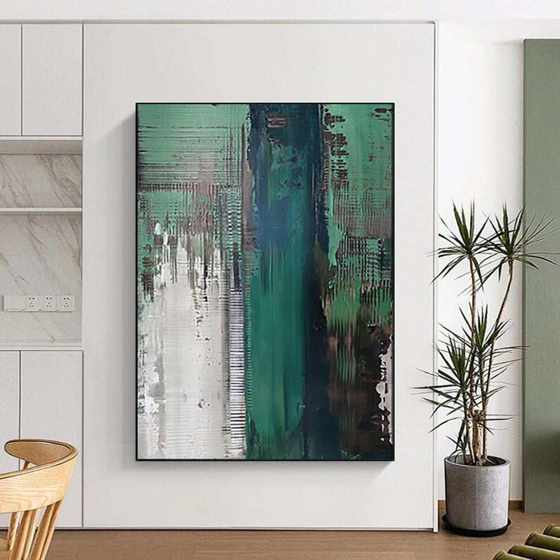 “Teal and Green Abstract” - Modern Abstract Art CT2021