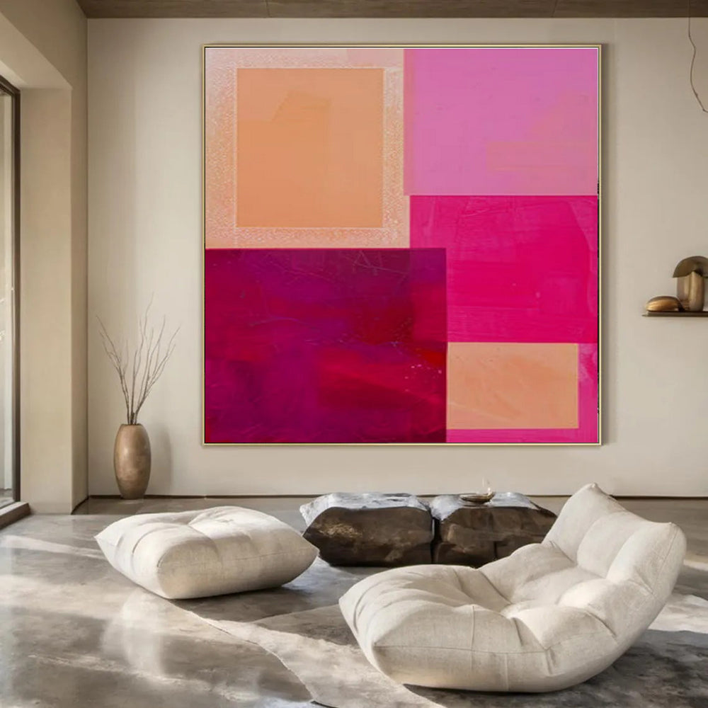 Pink, Purple & Orange Textured Rectangles - "Colorful Layers" - Abstract Textured Painting CT1480