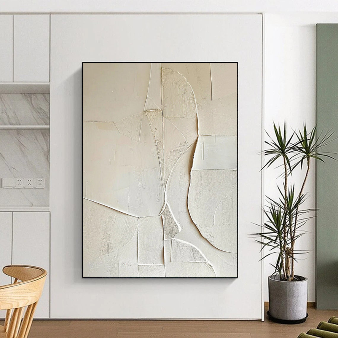 White Textured Abstract Composition - Abstract Painting On Canvas DKH1314