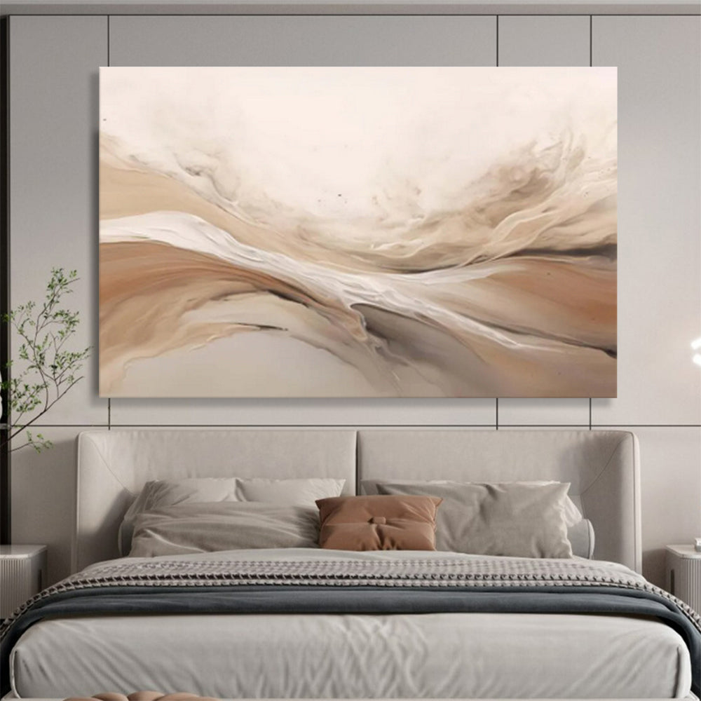 Neutral - Toned Fluid Abstract “Soft Flow of Neutrals” Painting On Canvas DKH092