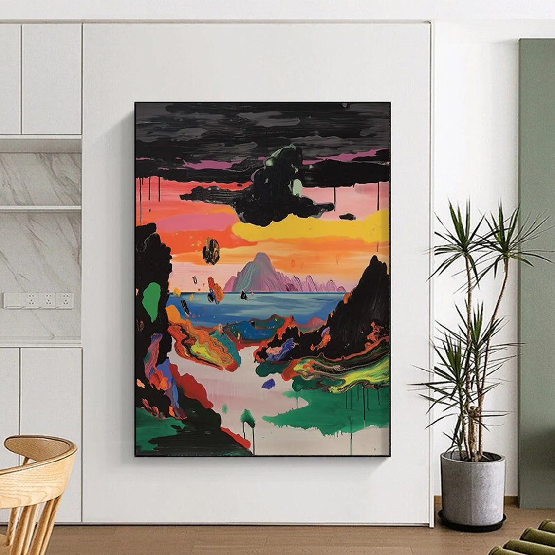 “Surreal Colorful Landscape” - Psychedelic - Inspired Abstract Painting On Canvas DTP107