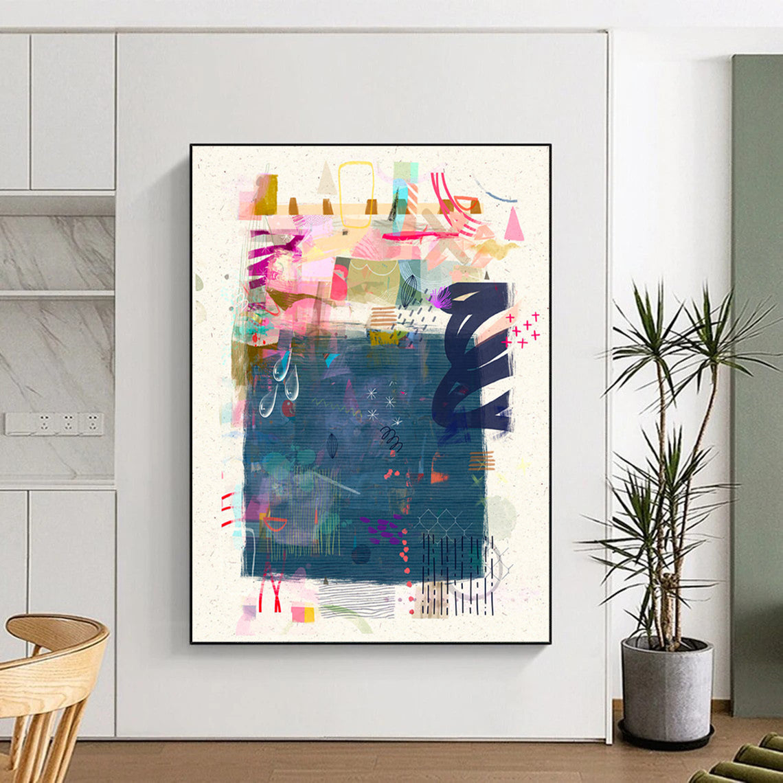 Colorful Collage, Whimsical Elements - "Dream Scrapbook" - Mixed - media Abstract Art CT1822