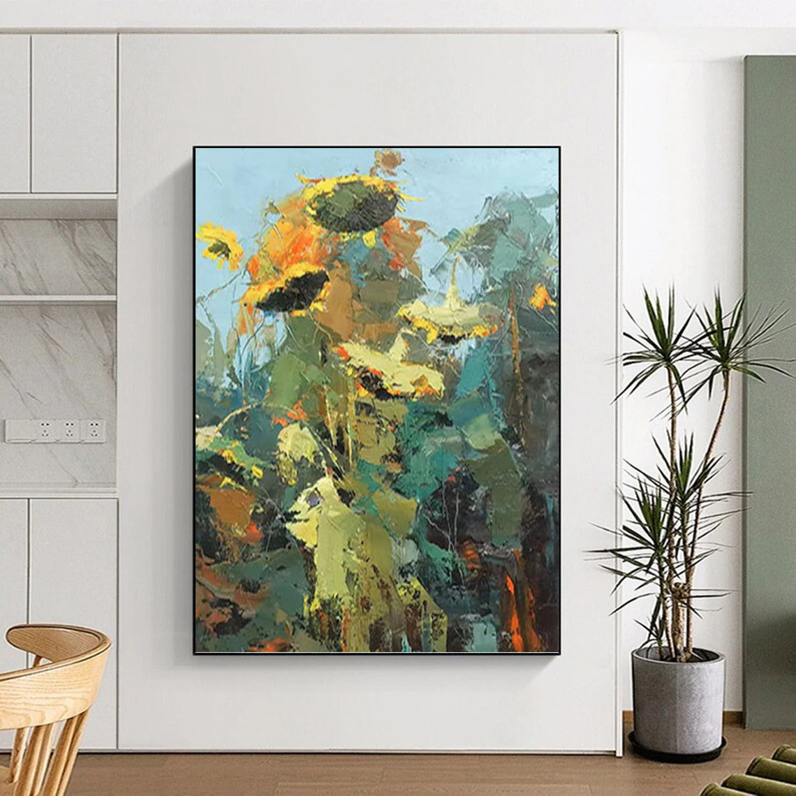 “Impressionistic Sunflowers” - Colorful Impasto Floral Painting DKH1045