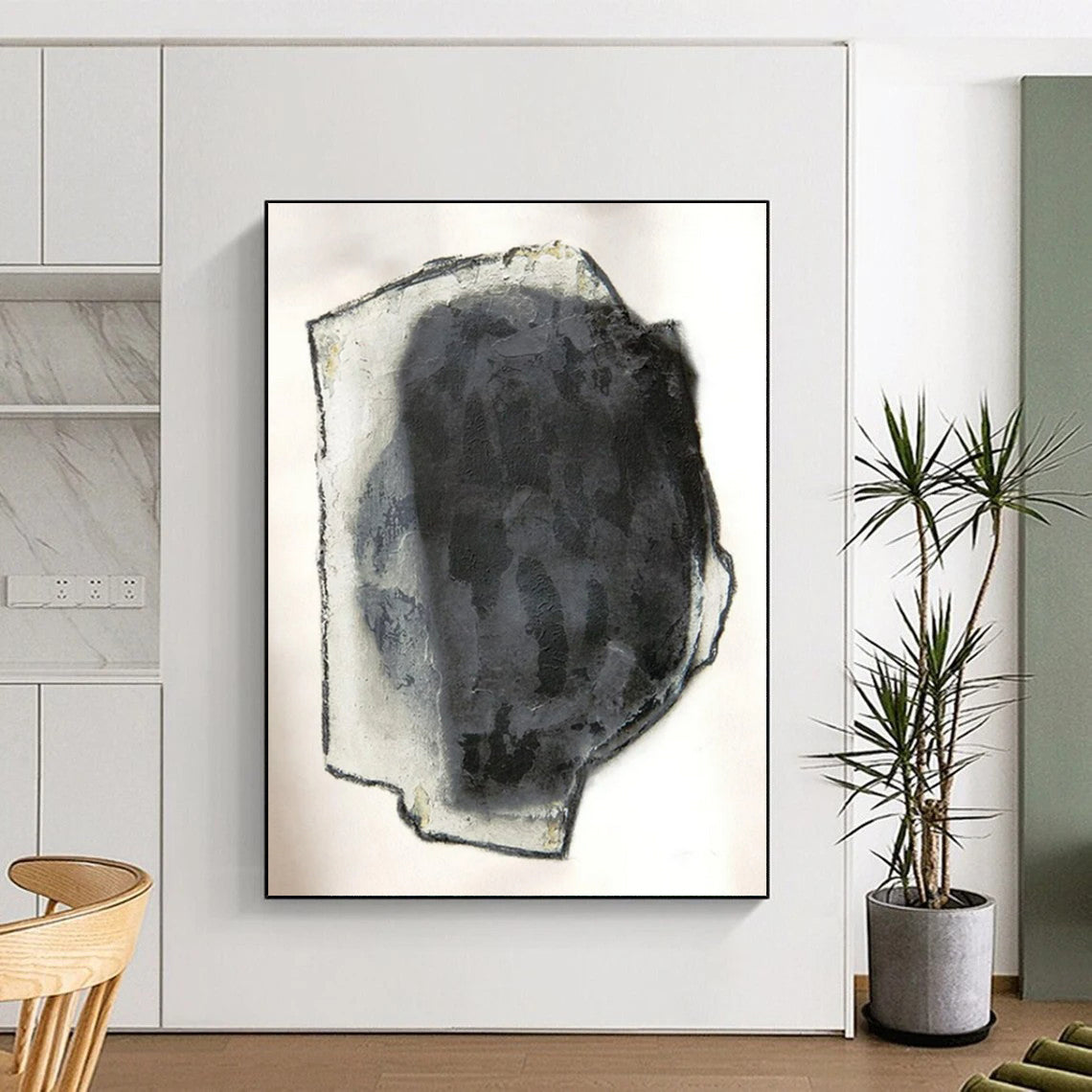 “Gray & Black Abstraction” - Subtle Abstract Painting On Canvas CT2252