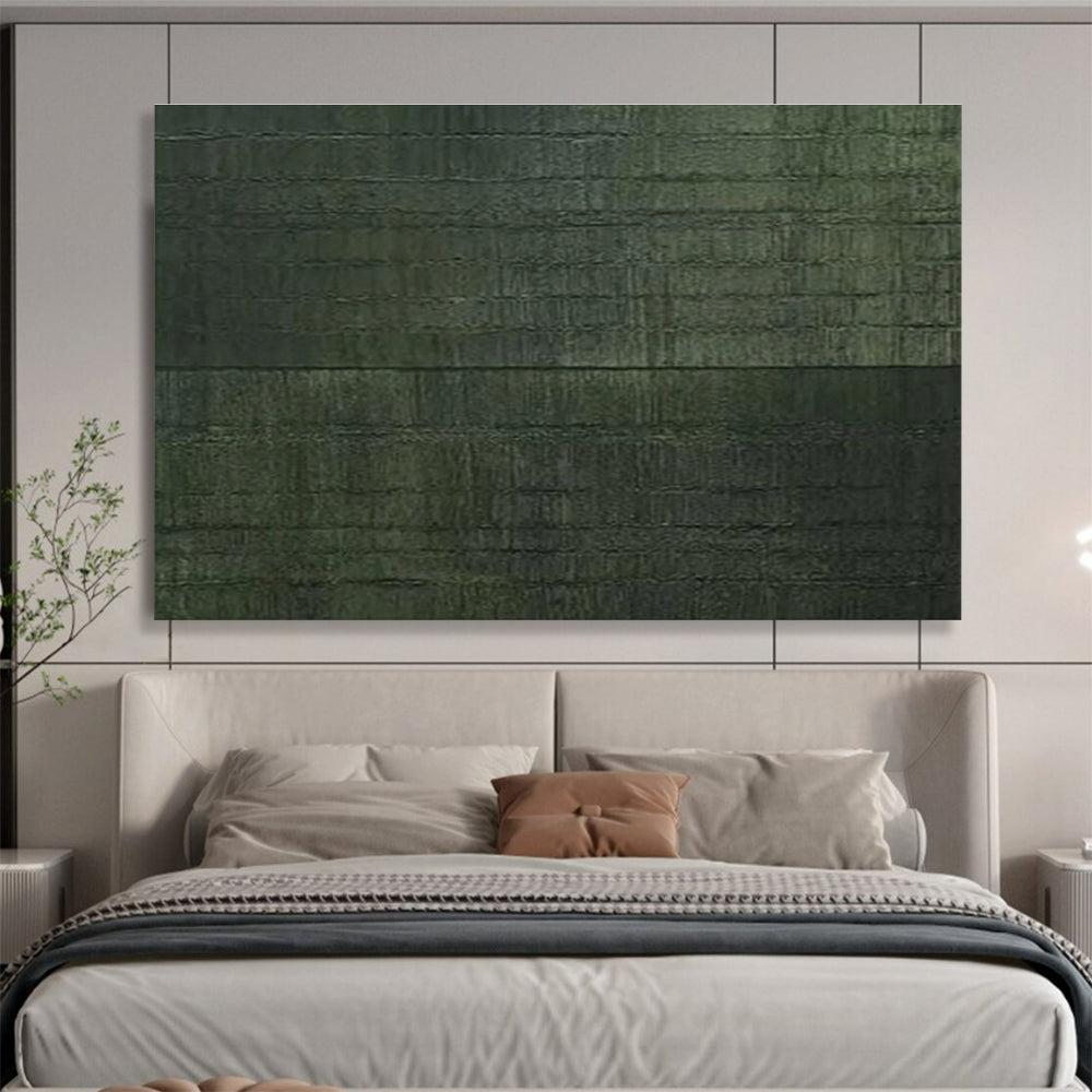 Dark Green Textured Abstract Painting On Canvas DKH656