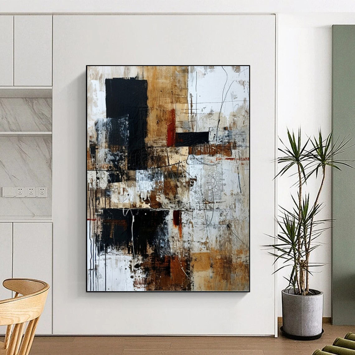 Earth - Toned Abstract Chaos - Abstract Painting On Canvas DKH1330