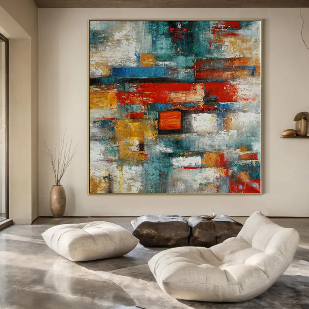 Colorful Geometric Abstract - Cubist - inspired Acrylic Painting CT1395
