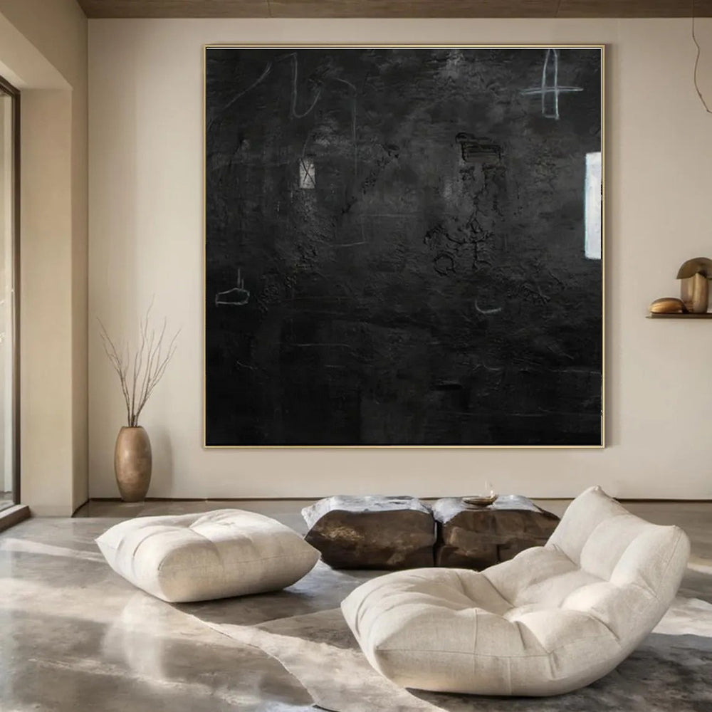Dark Textured Abstract - Textured Abstract Acrylic Painting CT1416