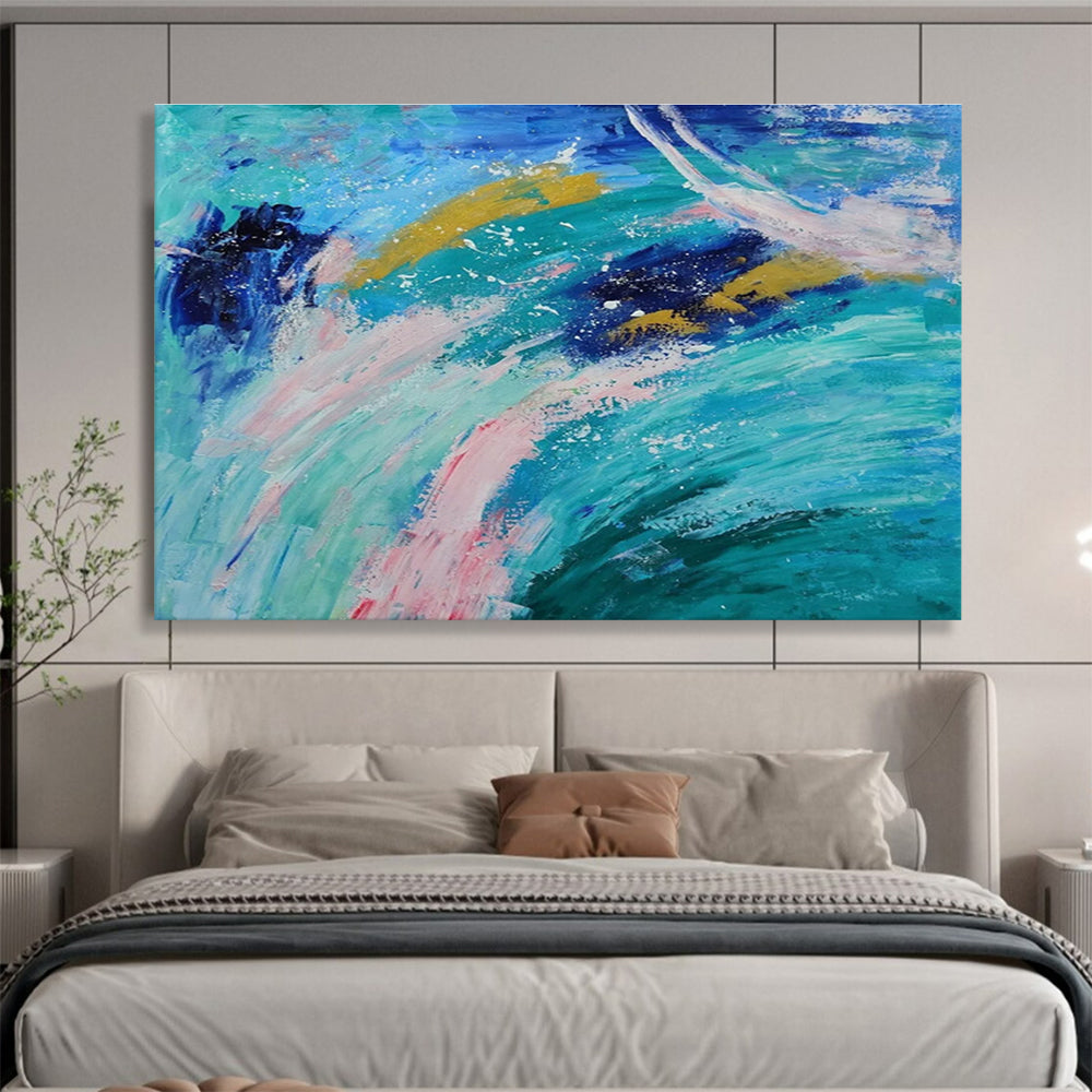 Colorful Ocean Waves Abstract Painting On Canvas DKH654