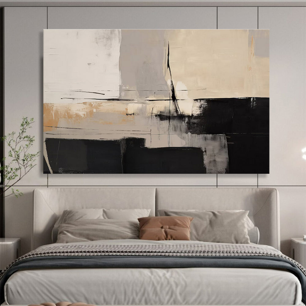 Neutral Tones Abstract Geometric Shapes Painting On Canvas DKH241