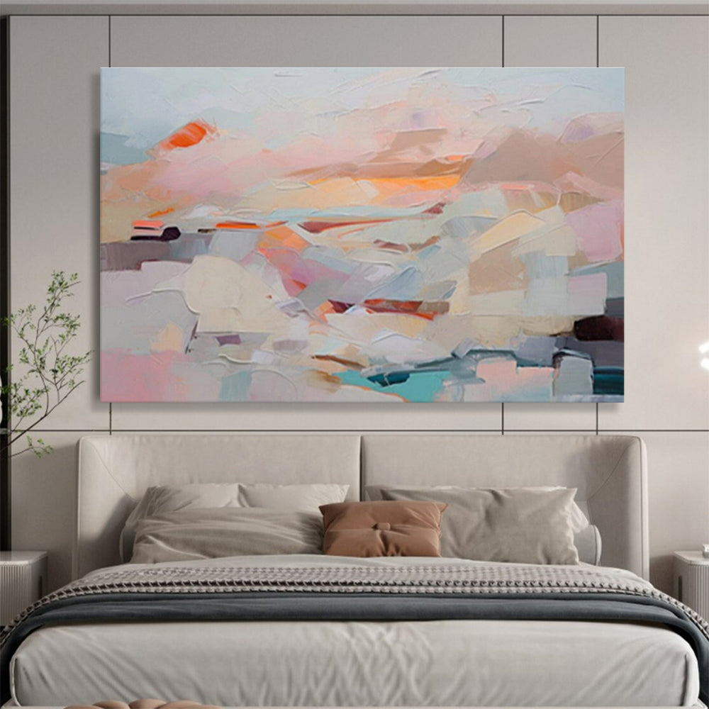 “Soft Color Block Landscape” Abstract Tonalist Painting On Canvas DKH410
