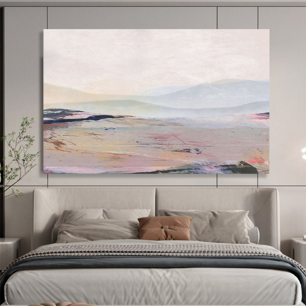 “Pastel - hued Mountain Landscape” Abstract Landscape Oil Painting On Canvas DLZ129