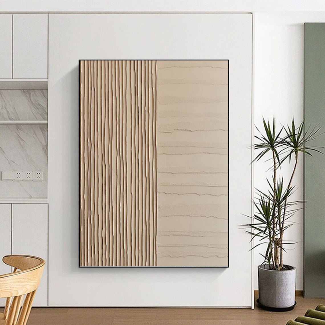 Minimalist Beige Textured Abstract - Abstract Painting On Canvas DKH1478