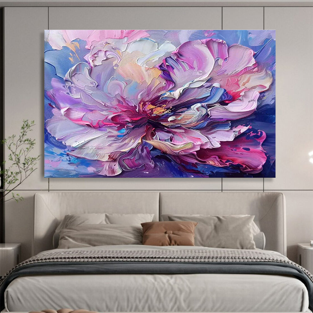 Vibrant Pink - Purple Floral Painting On Canvas DKH681