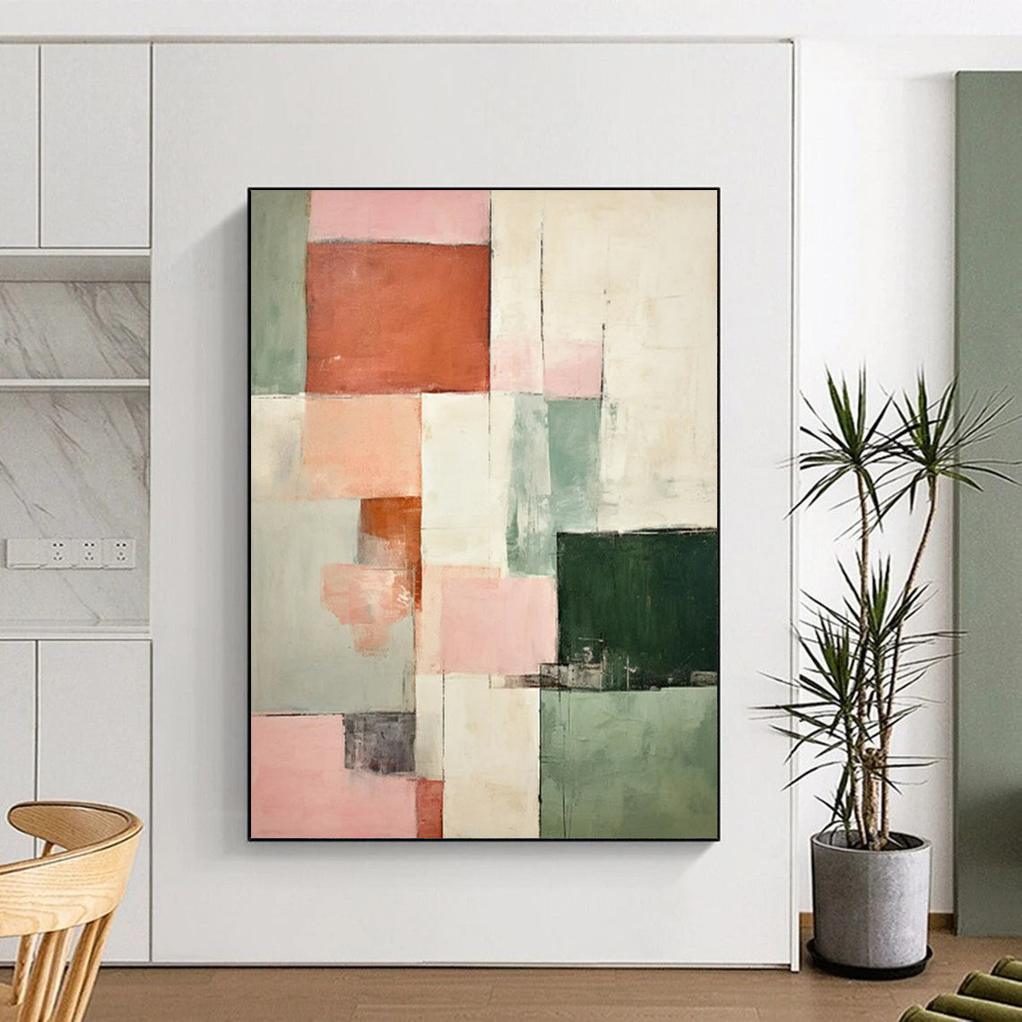 Pastel Geometric Collage - Minimalist Geometric Abstract Painting On Canvas CT2299