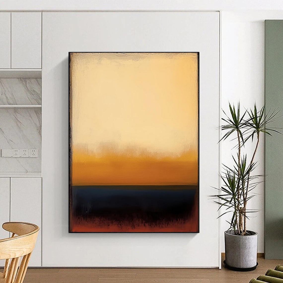 “Beige - Gold - Blue Gradient” - Minimalist Color Field Art CT1948