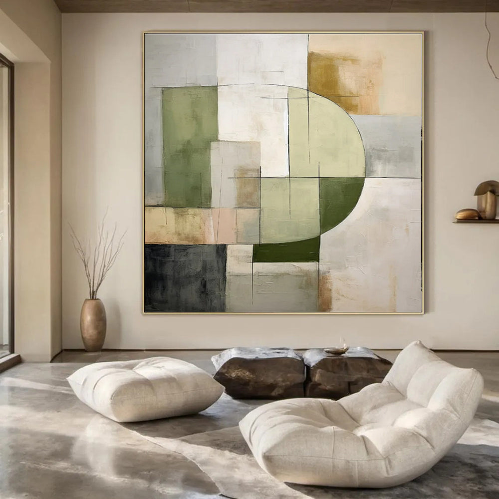 Earthy Tones, Geometric Shapes & Lines - "Earthy Geometry" - Abstract Acrylic Painting CT1451