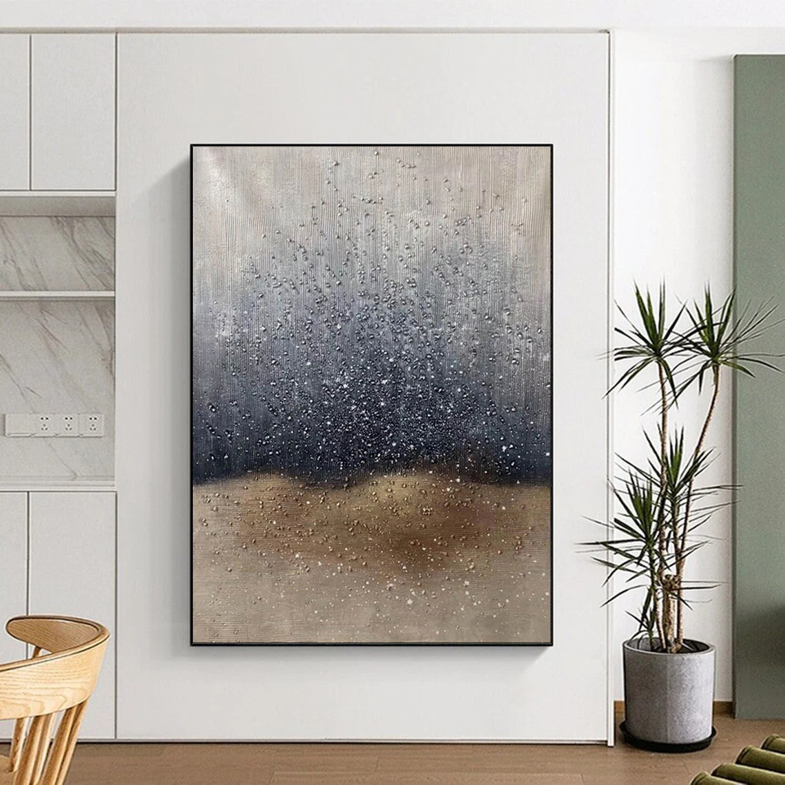 “Gilded Grays and Reflections - Abstract Landscape” - Acrylic Abstract Art CT1969