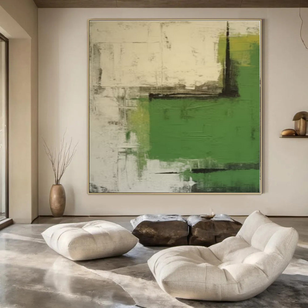 Green, Grey & Black Geometric - Abstract Geometric Acrylic On Canvas CT1297