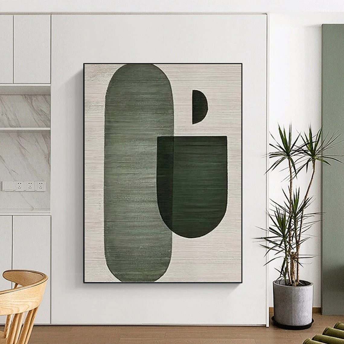 “Green Geometric Variation - Dynamic Shapes” Painting On Canvas DKH1132