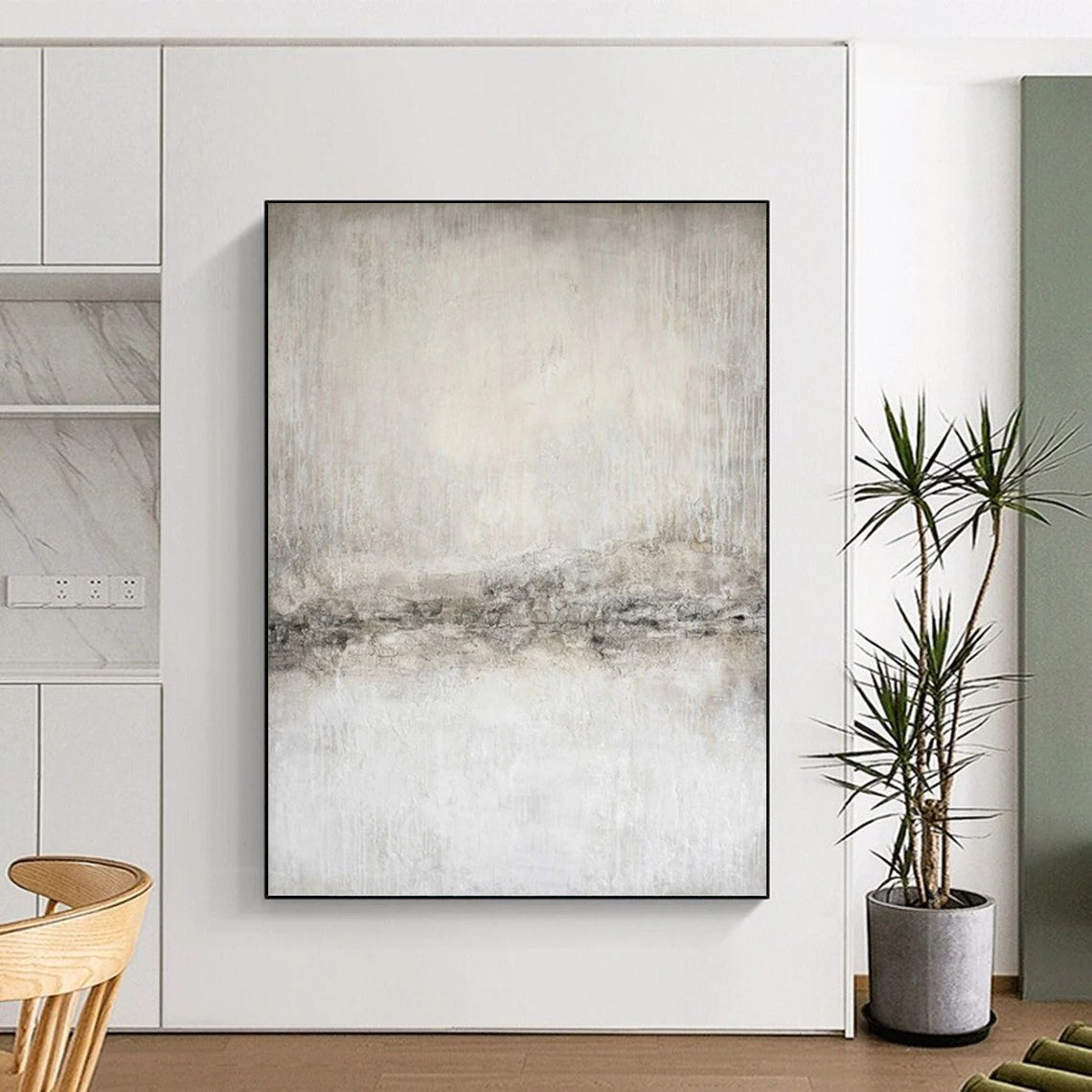 “Textured Gray Minimalism” - Subtle Abstract Painting On Canvas DKH1068