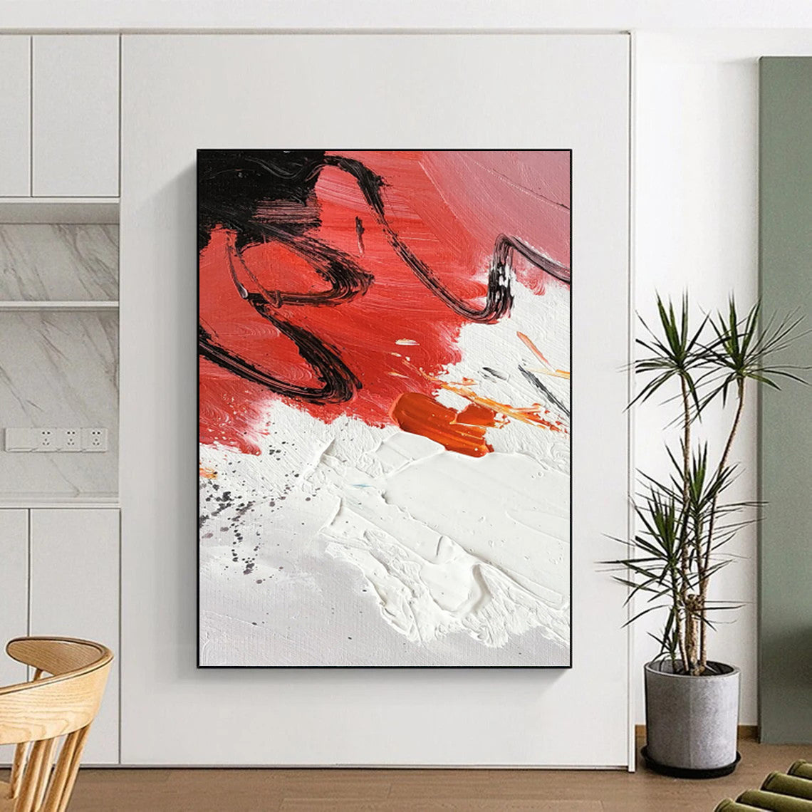 Red and Black Abstract Energy - Abstract Expressionist Painting On Canvas DKH1290