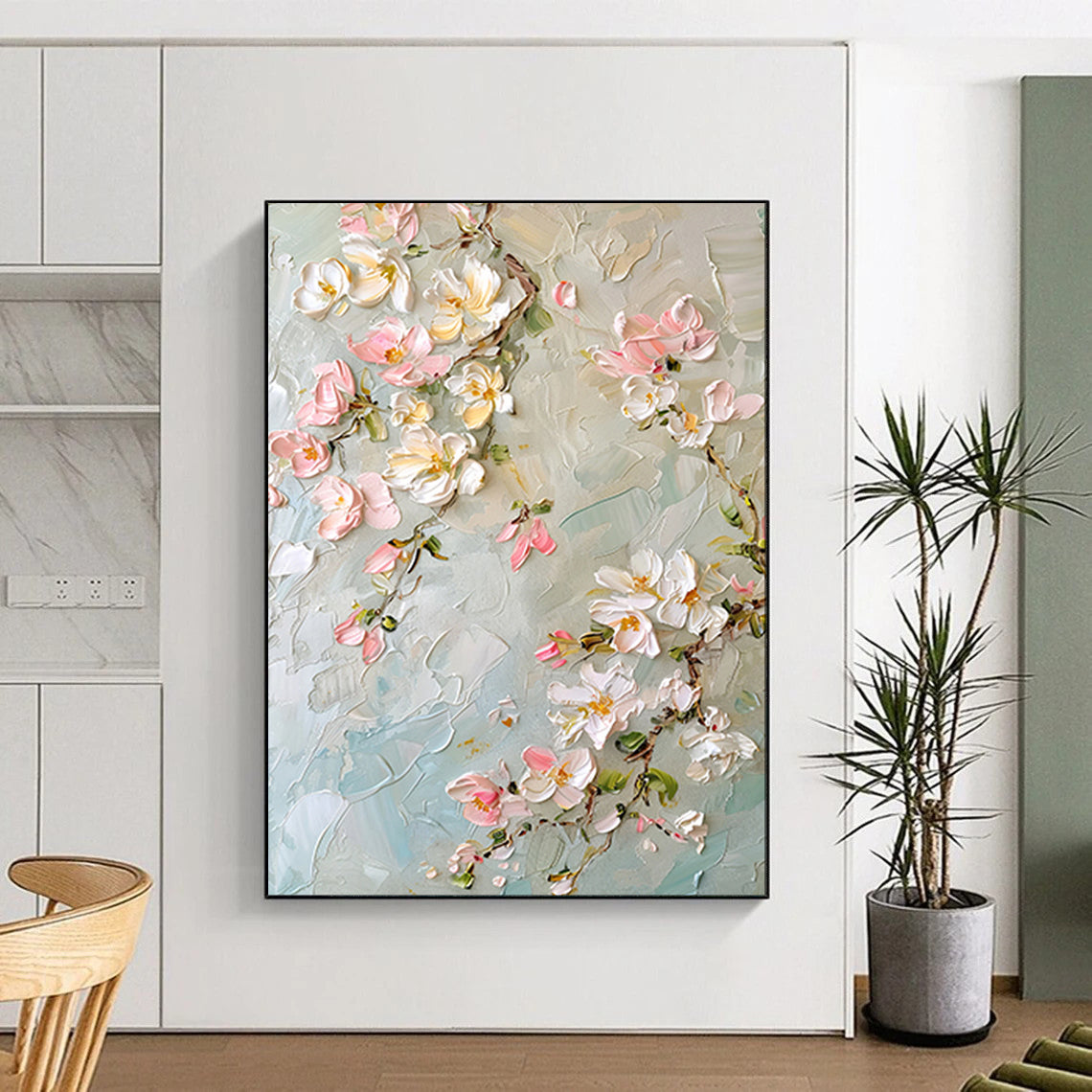 “Textured Blossom Branches” – Impasto Floral Oil Painting CT2067